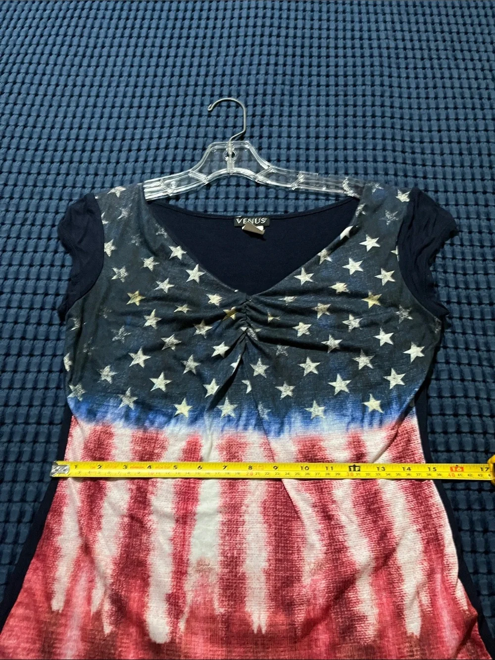 VENUS Red, White & Blue Star Stripe V-Neck Tee - Picture 8 of 11